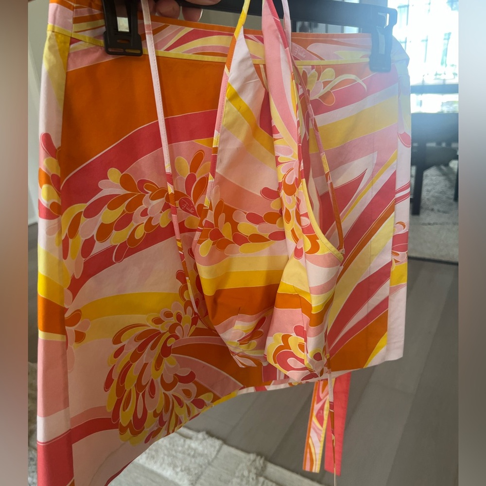 Emilio Pucci Yellow Orange Pink White Printed Mini Dress - Picture 4 of 10